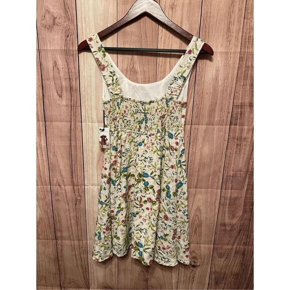 Sincerely Jules XS NWT Floral Summer Mini Dress Smocked Back linen blend - Picture 5 of 8
